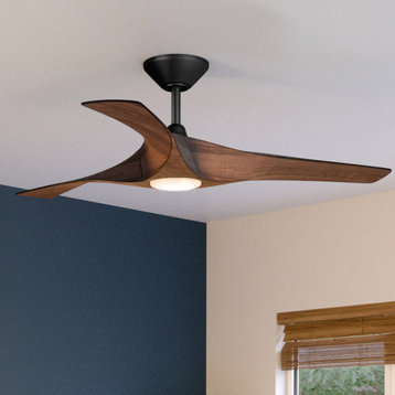 Luxury Transitional Ceiling Fan, Koa Woodgrain