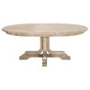 60-77" Round to Oval Extendable Dining Table Solid Acacia