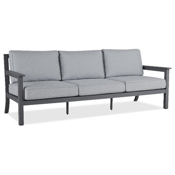 Real Flame Ortun Aluminum Outdoor 3-Seat Sofa with Cushions in Gray
