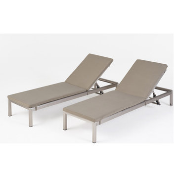 Hemsley Outdoor Chaise Lounge With Cushion, Set of 2