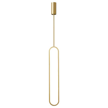 MIRODEMI® Estavayer-le-Lac | Minimalistic Oval Pendant Light in a Nordic Style, Gold, W3.5xh15.7+47.2", Cool Light