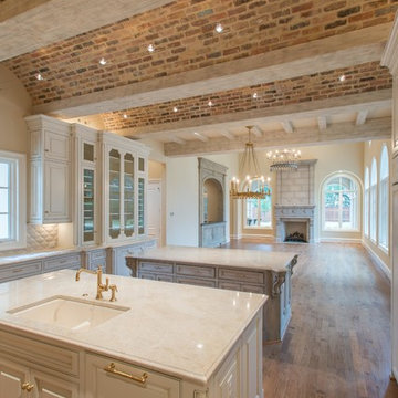 White Pearl quartzite kitchen- Bella Custom Homes