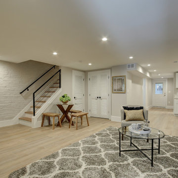 Basement remodel with bedroom space, closet space, living area, Irving