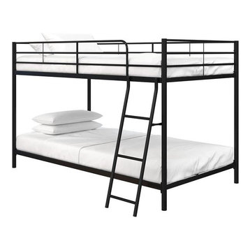 DHP Junior Twin over Twin Low Bunk Bed for Kids in Black