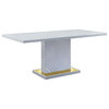 Acme Gaines Dining Table Gray High Gloss Finish