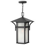 HInkley - Hinkley Harbor Large Hanging Lantern, Satin Black - Harbor has an updated nautical feel, with a style inspired by the clean, strong lines of a welcoming lighthouse. The cast aluminum and brass construction is accented by bold stripes against the etched seedy glass.