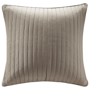 INK+IVY Camila Cotton Quilted 26x26" Euro Sham, Taupe