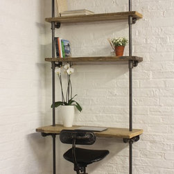 Baines Bespoke Reclaimed Scaffolding Boards and Dark Steel Pipe Shelves - Desks & Writing Bureaus