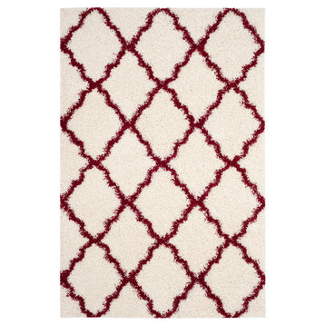 Safavieh Dallas Shag Collection SGD257 Rug, Ivory/Red, 5'1" X 7'6"
