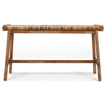 Two-Toned Woven Abaca Bench | dBodhi Caterpillar Flores, 14"w X 39"d X 19"h