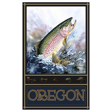 Dave Bartholet Oregon Rainbow Trout With Fly Art Print, 12"x18"