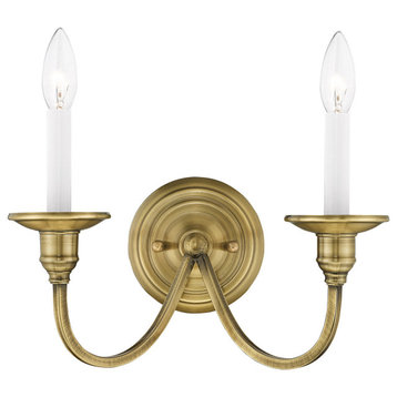 Livex 5142-01 2-Light Antique Brass Wall Sconce, Antique Brass