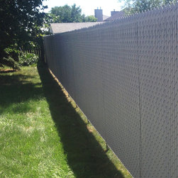 Chain Link Fence with Vertical White Vinyl Inserts - Home Fencing And Gates