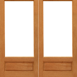 1-lite-P/B Interior Brazilian Mahogany 1 Panel IG Glass Double Door - Interior Doors