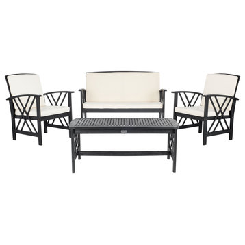 Safavieh Fontana 4-Piece Outdoor Set Black/Beige