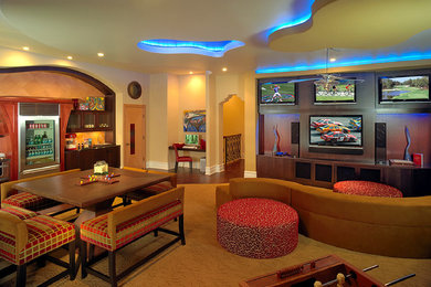 Inspiration for a contemporary home theater remodel in Other