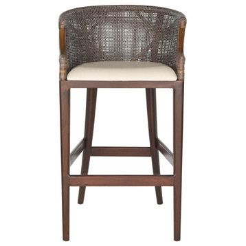 Lilly Bar Stool Brown White Cushion Set of 2