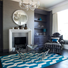 Wall papers on fireplace