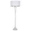 Soiree Floor Lamp In White Lacquer Finish With Metallic White & Gold Shade