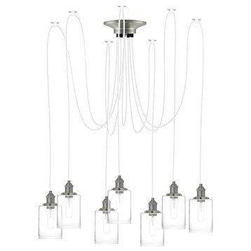 Modern Nickel An Glass Swag Chandelier