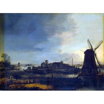 Aert Van der Neer Landscape With Windmill, 21"x28" Wall Decal