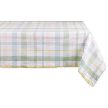 Sweet Spring Pure Cotton Plaid Tablecloth 52x52 Green Blue Yellow & Pink Pastels