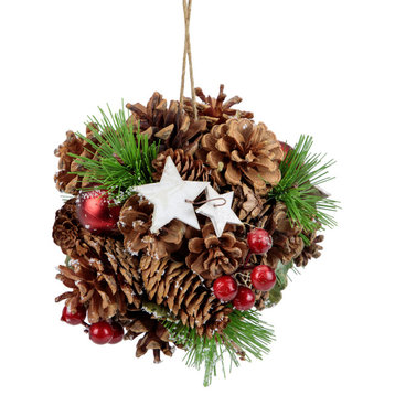 6" Pine Cones, Stars and Balls Hanging Christmas Ornament