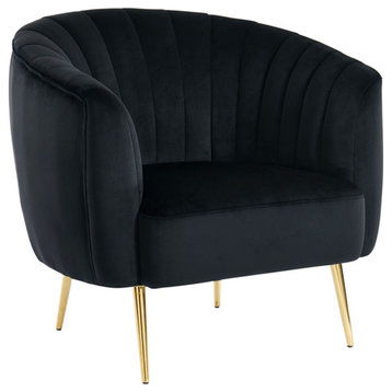 Furniture of America Darque Fabric Upholstered Accent Chair in Black
