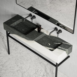 Vernante Vanity Unit with Panda Marble Basin 1400mm - Bathroom Vanity Units & Sink Cabinets