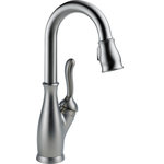 Delta - Delta Leland Single Handle Pull-Down Bar / Prep Faucet, Arctic Stainless - Delta MagnaTite Docking uses a powerful integrated magnet to pull your faucet spray wand precisely into place and hold it there so it stays docked when not in use. Delta faucets with DIAMOND Seal Technology perform like new for life with a patented design which reduces leak points, is less hassle to install and lasts twice as long as the industry standard*. Kitchen faucets with Touch-Clean  Spray Holes  allow you to easily wipe away calcium and lime build-up with the touch of a finger. You can install with confidence, knowing that Delta faucets are backed by our Lifetime Limited Warranty.  *Industry standard is based on ASME A112.18.1 of 500,000 cycles.