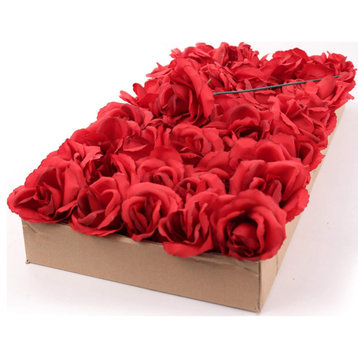 Exquisite Silk Rose Picks - Set of 50 - Romantic 8" Stems, Dark Red