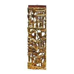 Chinese Vintage Restored Warfield Opera Scenery Wooden Panel Wall Art - Wall Sculptures