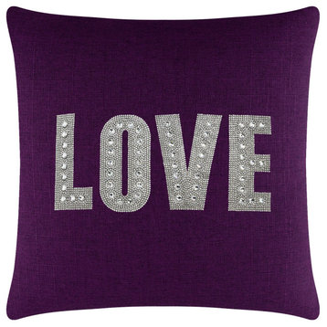 Sparkles Home Love Montaigne Pillow, Purple, 16x16"