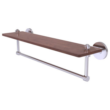 South Beach 22" Solid Wood Shelf with Towel Bar, Satin Chrome