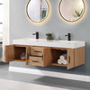 Corchia Bathroom Vanity, Light Brown/White Composite Stone Top, Light Brown, 60", No Mirror