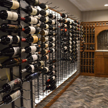 Metal and Wine Racks Create a Unique Home Wine Cellar Display
