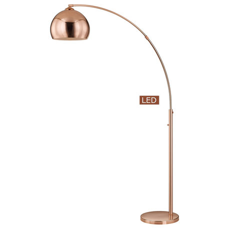 Alrigo 80" LED Arched Floor Lamp With Dimmer, Rose Copper