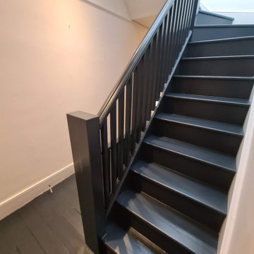 Black Hallway and staircase in Putney SW15 by www.midecor.co.uk