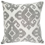 Pillow Decor - Insignia Gray Outdoor Throw Pillow 19x19 - The 19 inch square Insignia Gay Outdoor Throw Pillow is crafted from 100% Sunbrella acrylic fabric that was made and sold exclusively by Maxwell Fabrics. A soft, medium-gray chenille yarn is woven into an off-white background resulting in contrasting textures and depth. These sophisticated  patterned pillows lend them selves equally well to indoor and outdoor settings, offering indoor styling but with the outdoor weather and fade-resistance of trusted Sunbrella fabric.FEATURES: