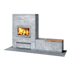 Tulikivi: Valkia with Bench - Indoor Fireplaces
