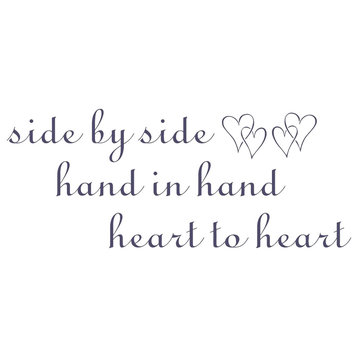 Decal Wall Sticker Side By Side Hand In Hand Heart To Heart, Gray