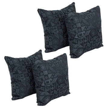 17" Jacquard Throw Pillows With Inserts, Set of 4, Nina Jet