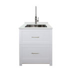 Transolid 29"x25.5" Quartz Laundry Sink and Cabinet with Faucet, Matte White