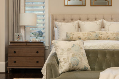 Example of a large transitional master bedroom design in Other