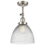 Innovations Lighting - Seneca Falls 1-Light Semi-Flush Mount, Brushed Satin Nickel, Clear Halophane - One of our largest and original collections, the Franklin Restoration is made up of a vast selection of heavy metal finishes and a large array of metal and glass shades that bring a touch of industrial into your home.
