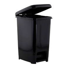 Slim Step on Trash Can With Lid, Black, 4 Gallon