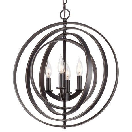 Kira Home Orbits 21" Farmhouse Orb/Globe Pendant Chandelier, Pivoting