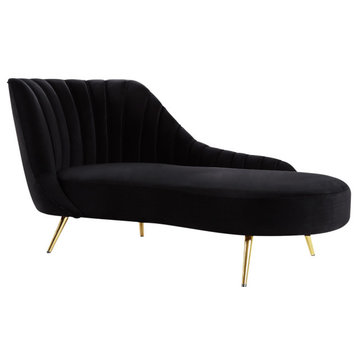 Margo Velvet Upholstered Set, Black, Chaise
