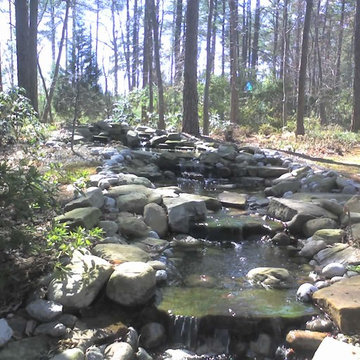 Raleigh koi pond, stream, japanese teahouse