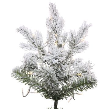 Vickerman Slim Flocked Kiana Pine Artificial Christmas Tree, 10'